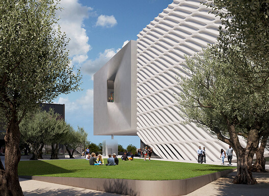 Rendered image of the exterior of the museum