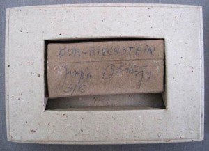 Joseph Beuys - DDR-Riechstein (GDR Smell Stone), 1984, bird whetstone, with handwritten addition, in cardboard box