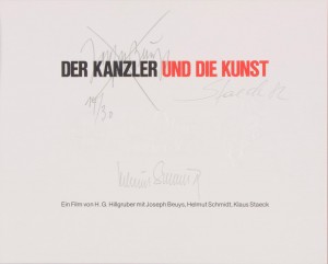 Joseph Beuys - Der Kanzler und die Kunst (The Chancellor and Art), 1982, printed card, with handwritten addition