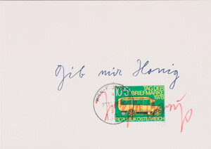 Joseph Beuys - gib mir Honig (Give Me Honey), 1973, offset on cardstock, stamps reproduced