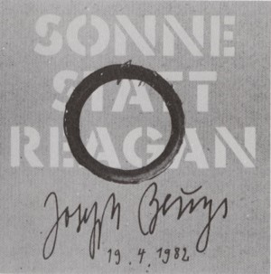 Joseph Beuys - Sonne statt Reagan (Sun instead of Reagan), 1982, phonograph record, in sleeve with red oil paint