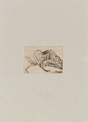 Joseph Beuys - Schafskelett aus der Suite Tränen (Sheep's Skeleton from Suite Tears), 1985, etching on thin paper laid down on gray wove
