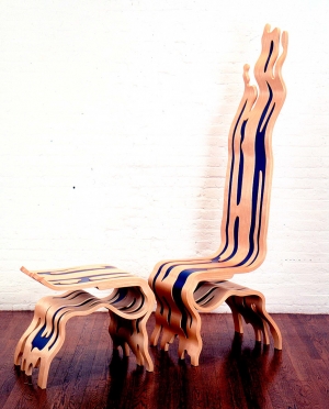 Roy Lichtenstein - Brushstroke Chair and Ottoman, 1986-88, paint and varnish on laminated birch veneer