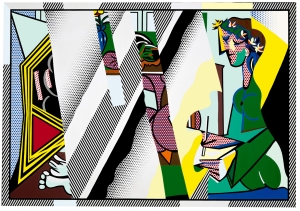 Roy Lichtenstein - Reflections on "Interior with Girl Drawing", 1990, oil and Magna on canvas