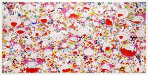 Takashi Murakami - Hustle'n'Punch By Kaikai And Kiki, 2009, acrylic and platinum leaf on canvas mounted on aluminum frame