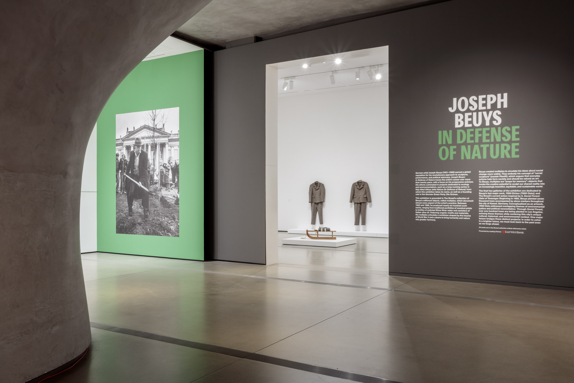 Art installation with sign reading Joseph Beuys: In Defense of Nature