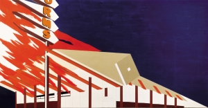 Ed Ruscha - Norm's, La Cienega, on Fire, 1964, oil and pencil on canvas