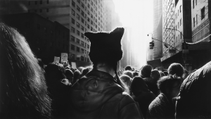 Robert Longo - Untitled (Black Pussy Hat in Women's March), 2017, charcoal on mounted paper