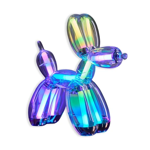 Product image of the Jeff Koons Balloon Dog lamp with multiple colors featured